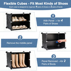 JHK 6-Tier Plastic Stackable Shoe Storage Cabinet with Door Multilayer Shoe Shelves Organize for Space Saving Cabinet Home