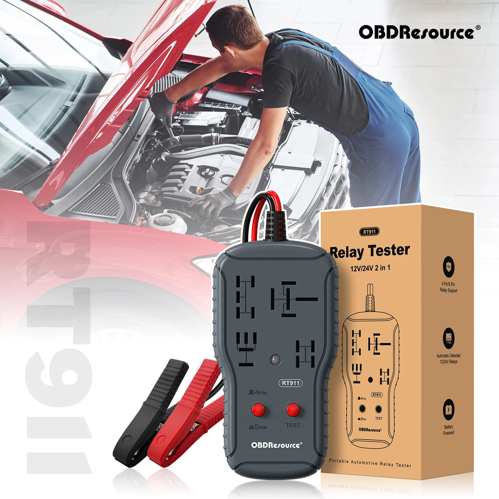 OBDResource 12V/24V Automotive Relay Tester 4PIN 5PIN Super Relay Tester Diagnostic Tool Professional Battery Voltage Detector
