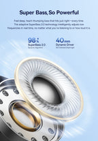 Baseus Bass Wireless Headphones Bluetooth 6.0 98% Noise Canceling Over Ear Headset Spatial Audio Earphone 80H Time