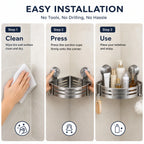 Shower Wall Storage Basket,Suction Mount No Drilling,Rustproof Aluminum, 4-Layer Protection,for Corner Space, Includes Towel Bar