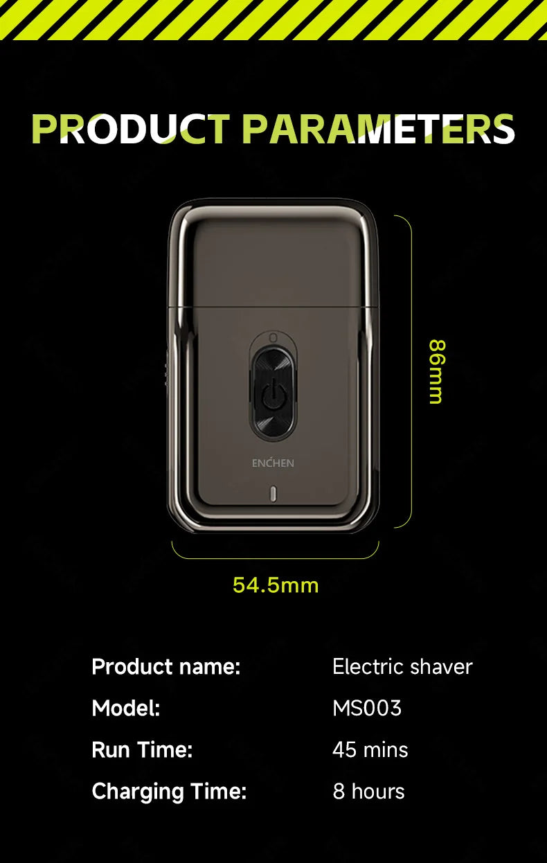 ENCHEN MS003 Compact Foil Shaver With POP-UP Precision Trimmer Type-C Charging With Indicator 7000RPM Strong Motor