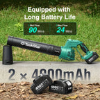 Taskstar Leaf Blower for Lawn 550CFM Electric Cordless Small Blower with Swivel Head, 2*4000mAh Battery & Charger 21V Airblower for Clean Car Patio Yard, Blowing Leaves / Dust Removal