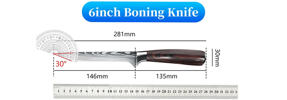 9 Types of Stainless Steel Kitchen Knife, Japanese Chef Knife, Meat Cleaver, Santoku, Bread, Boning, Slicing, Fruit Knife with Gift Box