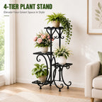 4 Tier Corner Plant Stand Metal Flower Pot Shelf Indoor Outdoor Plant Rack Space Saving Vertical Plant Shelf for Living Room Balcony Patio Garden
