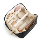 Travel Makeup Bag with Double Zipper Large Capacity Cosmetic Organizer with Handle, Portable Toiletry Storage for Women