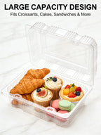 50Pcs Clear Plastic Food Containers - Disposable Clamshell Boxes for Fruit Salad Sandwich Dessert Takeout Picnic Party