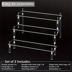 Acrylic Display Stand Multi Layer, Clear Makeup Organizer Rack for Pottery Dolls Figurines, Ladder Shelf Storage