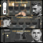 HIENA Professional Barber Kit Electric Hair Clipper Beard Shaver Detail Trimmer Cordless Rechargeable Titanium Blades for Home
