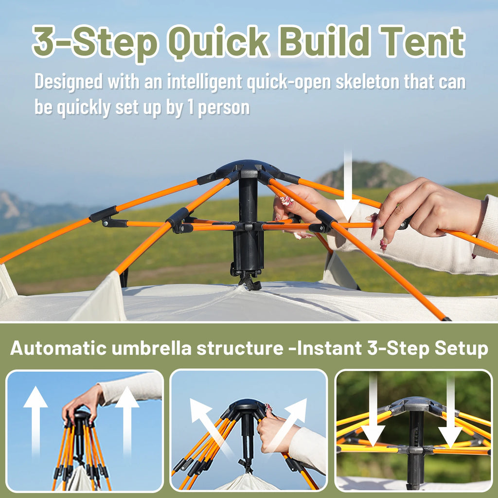 Small Silver Compact Auto-Tent - Quick 60-Second Setup Sunshade for 3-4 People, All-Weather & Portable