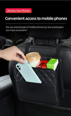 Multifunctional Car Seat Storage Bag Leather Auto Organizer Garbage Bag Universal Fit For Most Car Models