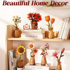 Rolife Artificial Flower Wooden 3D Puzzle Poinsettia DIY Model Building Kit for Home Decor Mother's Day Valentine's Day Gifts
