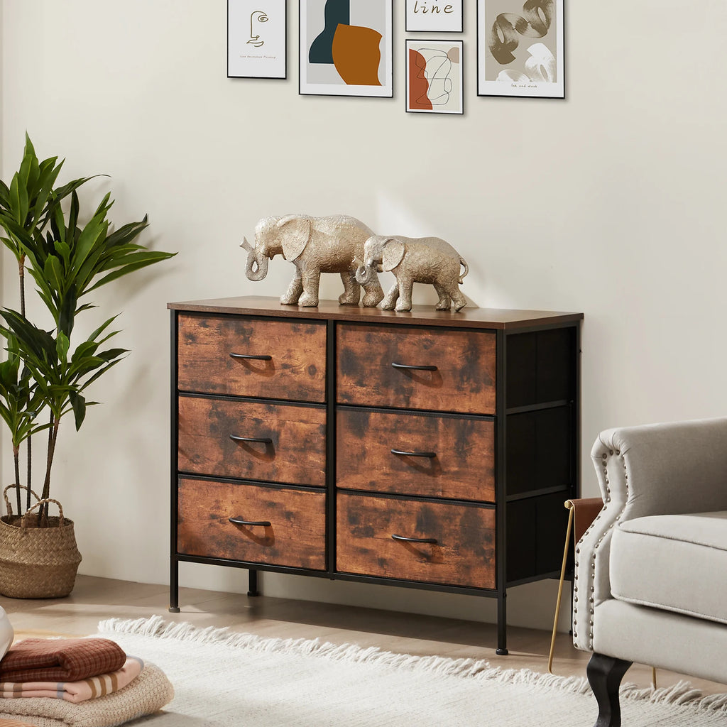 JHK 6 Fabric Cabinet For Living Room Drawers Beside Nightstand Tables Storage Closet Chest Clothes Display Of Furniture