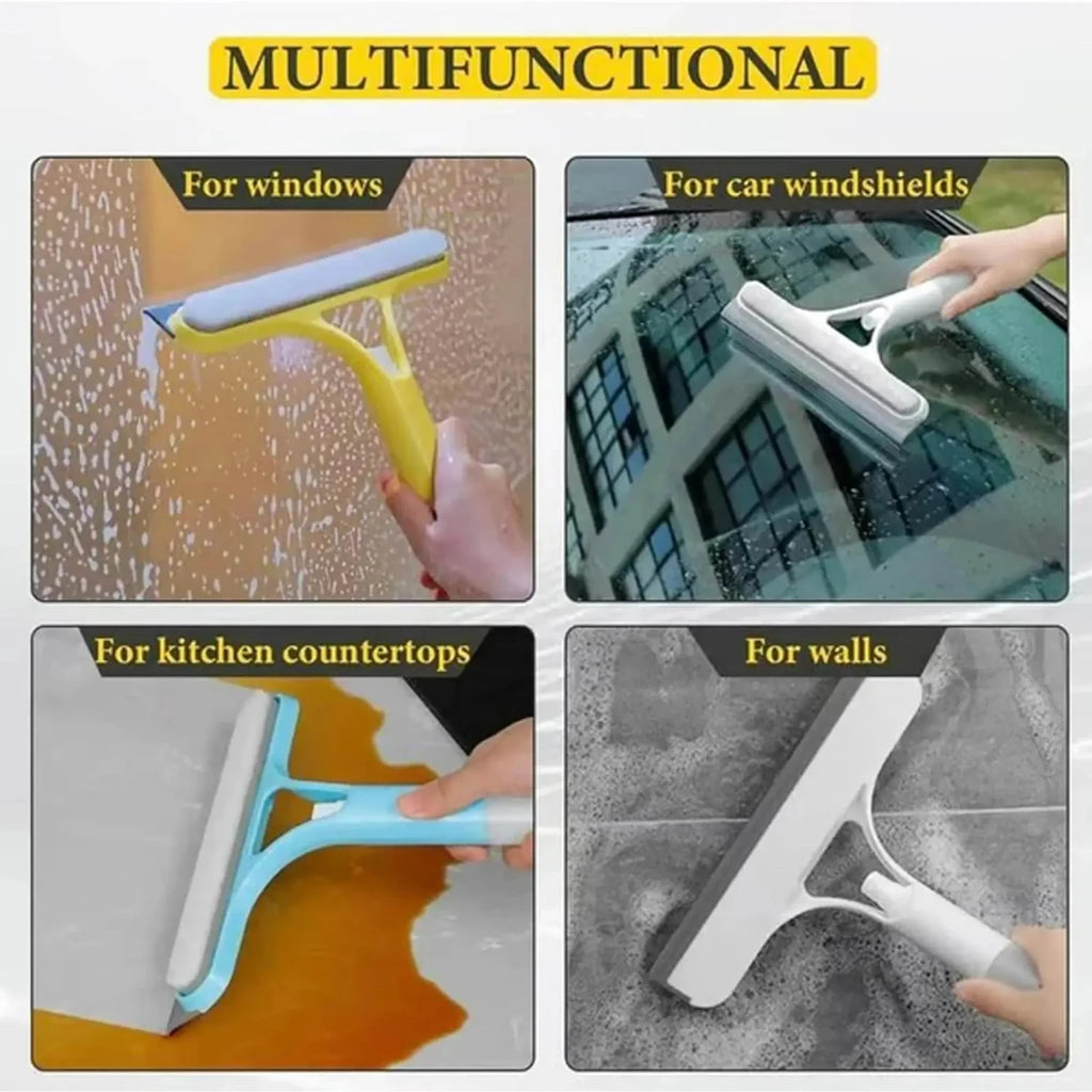3 in 1 Window Cleaning Squeegee Multi Function Glass Mirror Wiper with Spray Bottle Microfiber Scrub Household Car Cleaner Tools