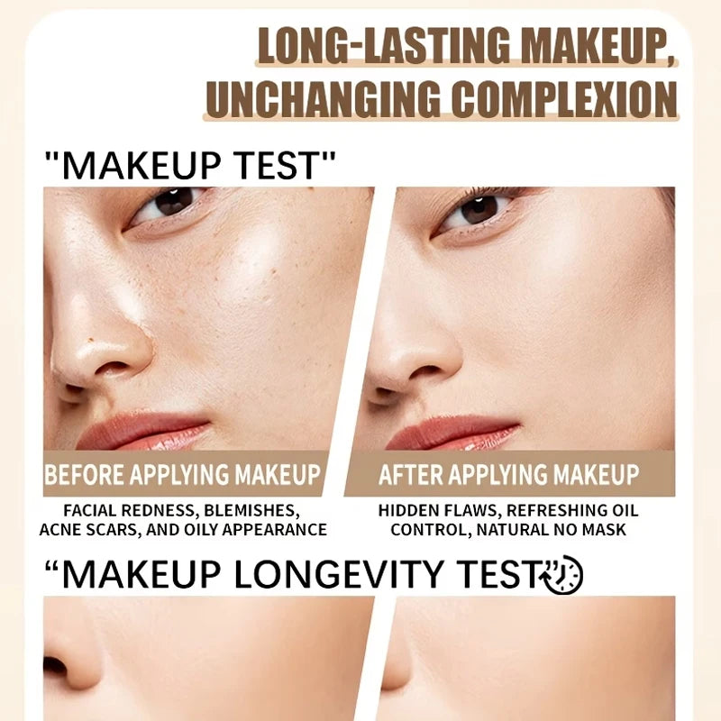 Full Coverage Liquid Foundation, Long-Lasting Oil-Control Matte Primer, Smooth and Non-Caking, Conceals Blemishes and Spots