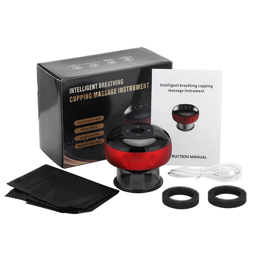 Intelligent Vacuum Cupping Massager 12 Gear Heating Body Gua Sha Back Neck Arm Cupping Massager LCD Display USB Charging