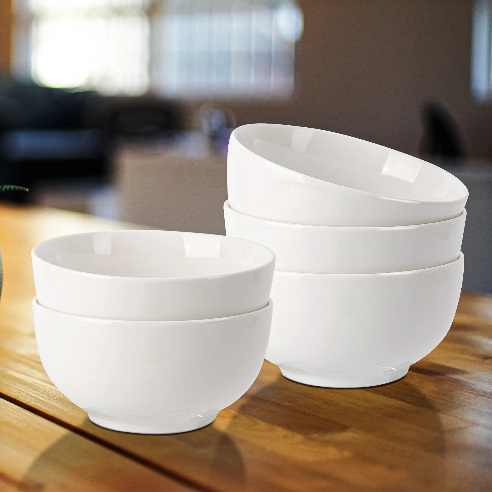 10 Ounce Porcelain Bowls Set 8 Pack Premium White Ceramic Bowls for Cereal, Soup, Salad, Pasta, Microwave & Dishwasher Safe