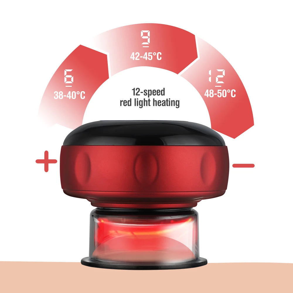 Intelligent Vacuum Cupping Massager 12 Gear Heating Body Gua Sha Back Neck Arm Cupping Massager LCD Display USB Charging