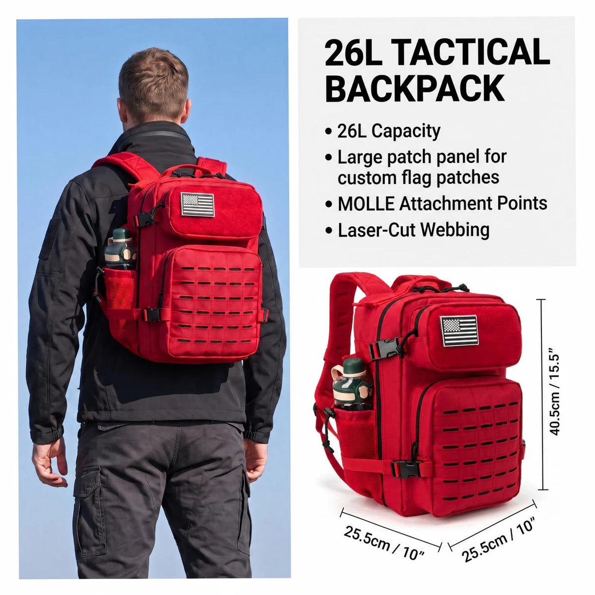 26L Tactical Backpack Men Women MOLLE Outdoor Survival Fitness Hiking Rucksack With Dual Double Cup Holders Camping