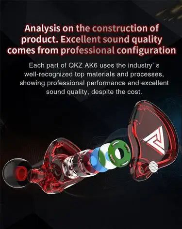 QKZ AK6 Copper Driver HiFi Wired Earphone 3.5MM Race Sport Headphone Bass Stereo Headset Music Earbuds In Ear With Mic,Gifts for Men,Christmas Gifts