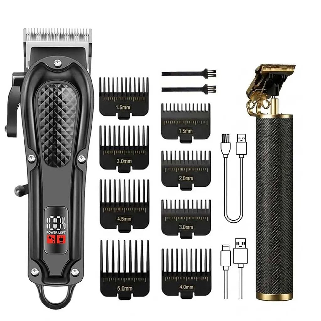 Professional 3-in-1 Electric Hair Clipper Set with LED Display, USB Rechargeable Cordless Trimmer for Men, Beard & Head Shaver Kit with Multiple Guide Combs