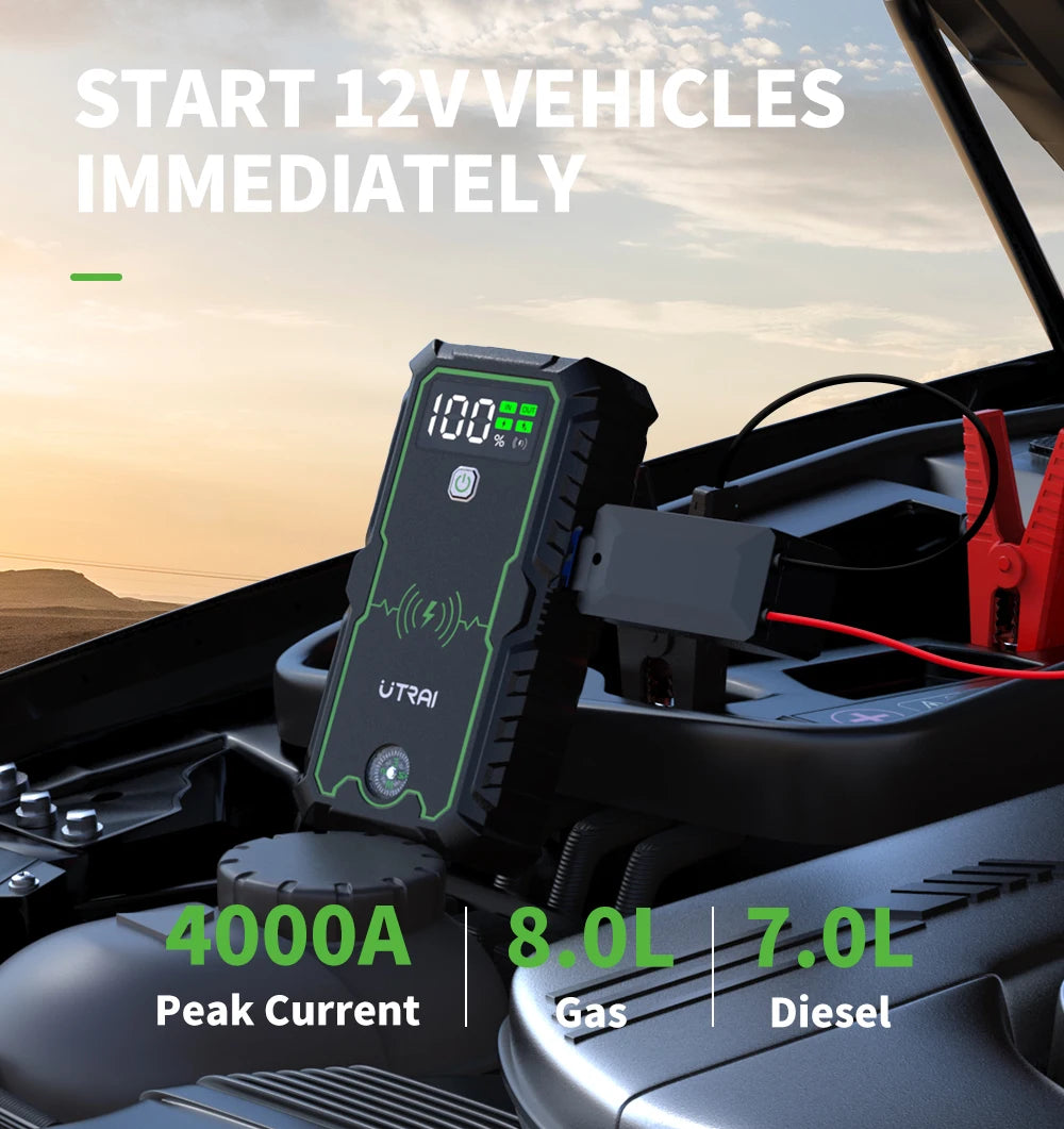 UTRAI Power Bank  4000A Jump Starter Portable Charger Car Booster 12V Auto Starting Device Emergency Car Battery Starter