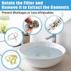 Universal 304 Stainless Steel Bathroom Sink Drain Stopper Pop-Up Hair Catcher Filter Anti-odor Anti-Clog Basin Plug