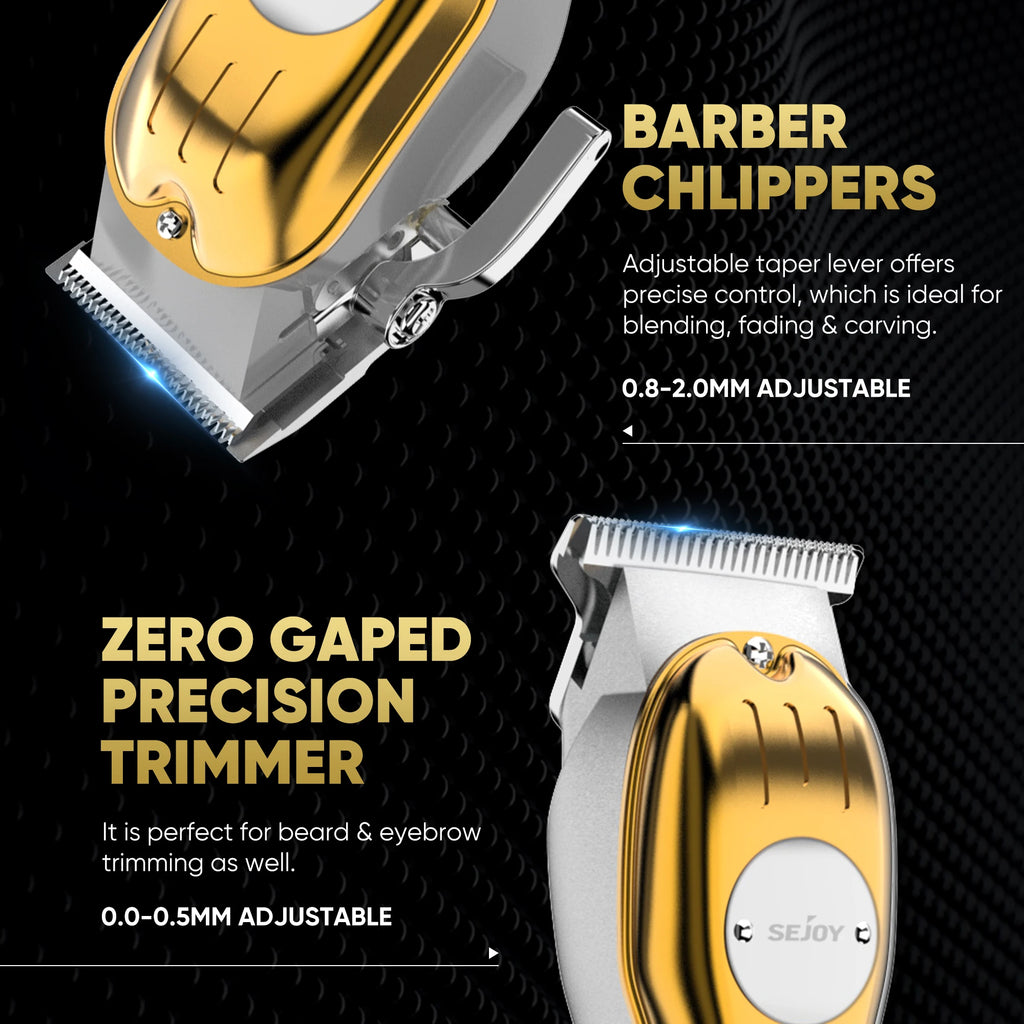 Sejoy Rechargeable Hair Clipper Combo Professional Electric Hair Trimmer Set Cordless Haircut Machine Kits for Barber