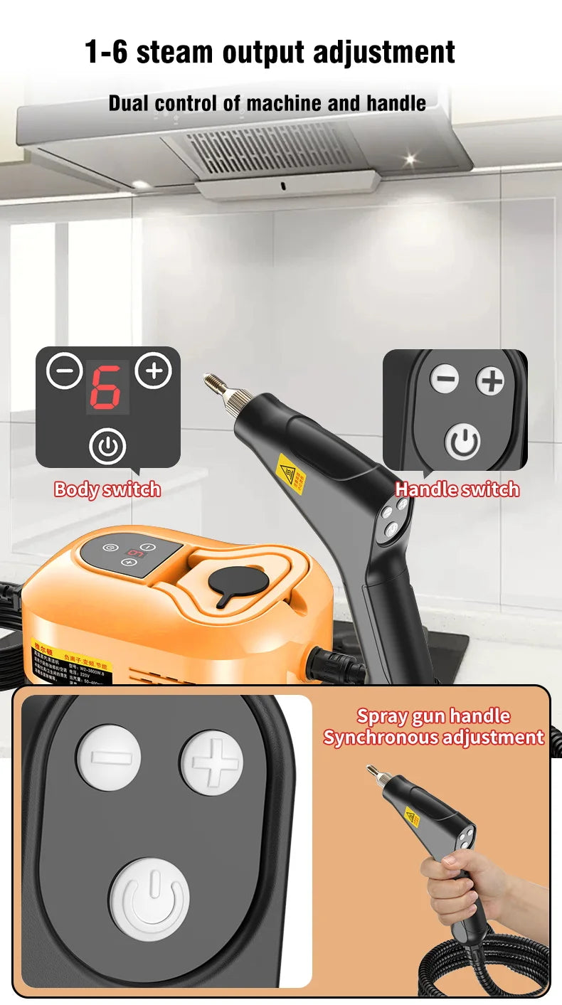 Handheld High Pressure Steam Cleaner High Temperature Household Cleaning Machine For Kitchen Car Sofa Window Tile Mirror