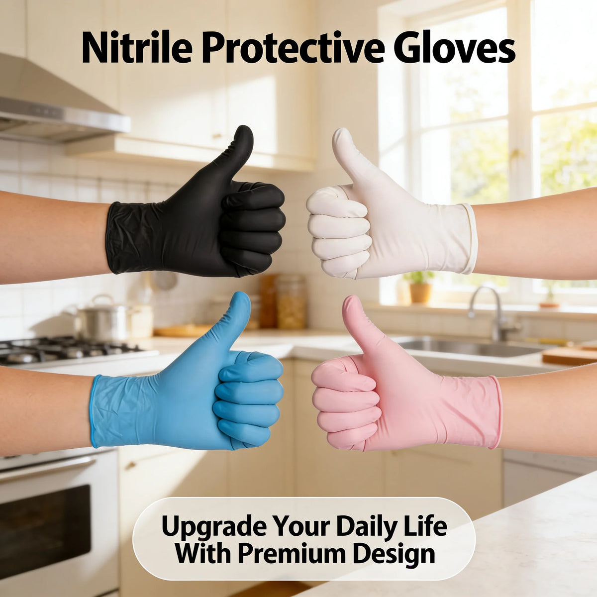 100 PCS Black Nitrile Gloves Thickened Disposable Gloves for Cleaning Hairdressing  Waterproof Dishwashing Tattoo Gloves