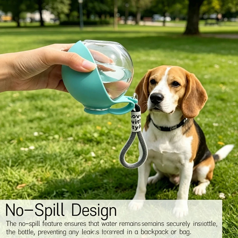 Portable Foldable Pet Water Bottle, Leak-Proof Outdoor Dog and Cat Drinking Bowl, with Lanyard and Hook, Compact, Pet Feeder