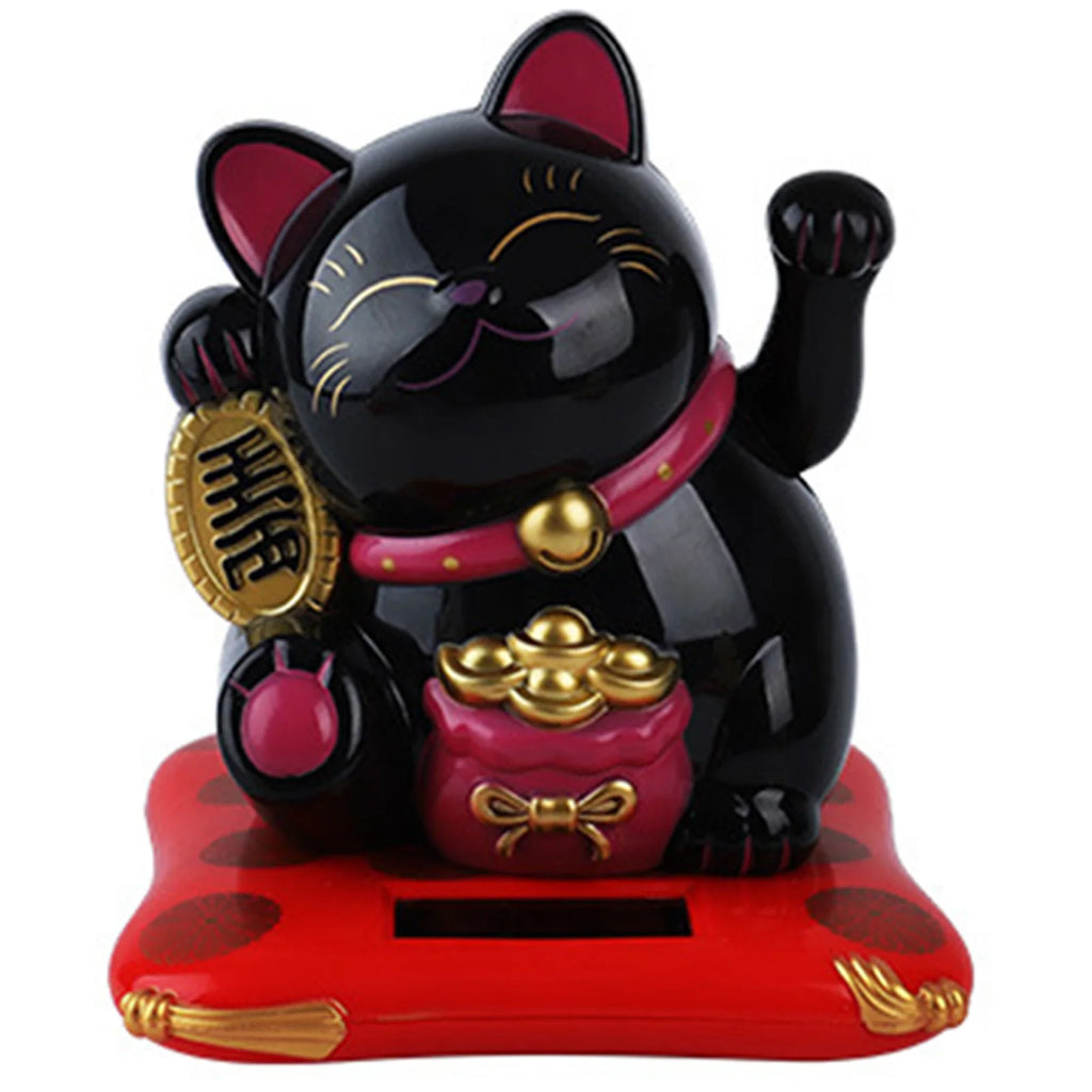 2.5 Inch Lucky Cat Ornaments Cute Solar Power Desk Cat Decoration Works Well Lucky Cat Car Ornaments Durable Home Decoration