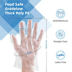 200 Pcs Disposable Clear Gloves - Food Grade Waterproof Oil-Proof for Kitchen Cooking Cleaning Catering