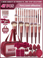 47PCS Makeup Tools:30PCS Makeup brush set+5PCS Makeup Tools+12PCS Makeup Sponges