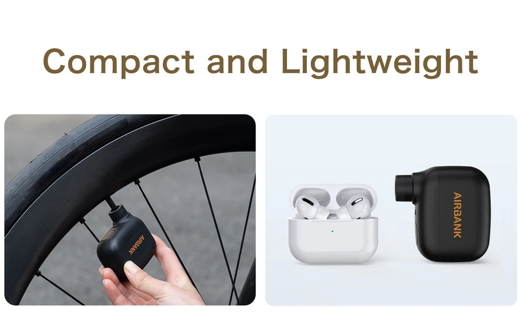 AIRBANK Pocket SE Mini Portable Electric Bicycle Pump for Stress-Free Tire Inflation
