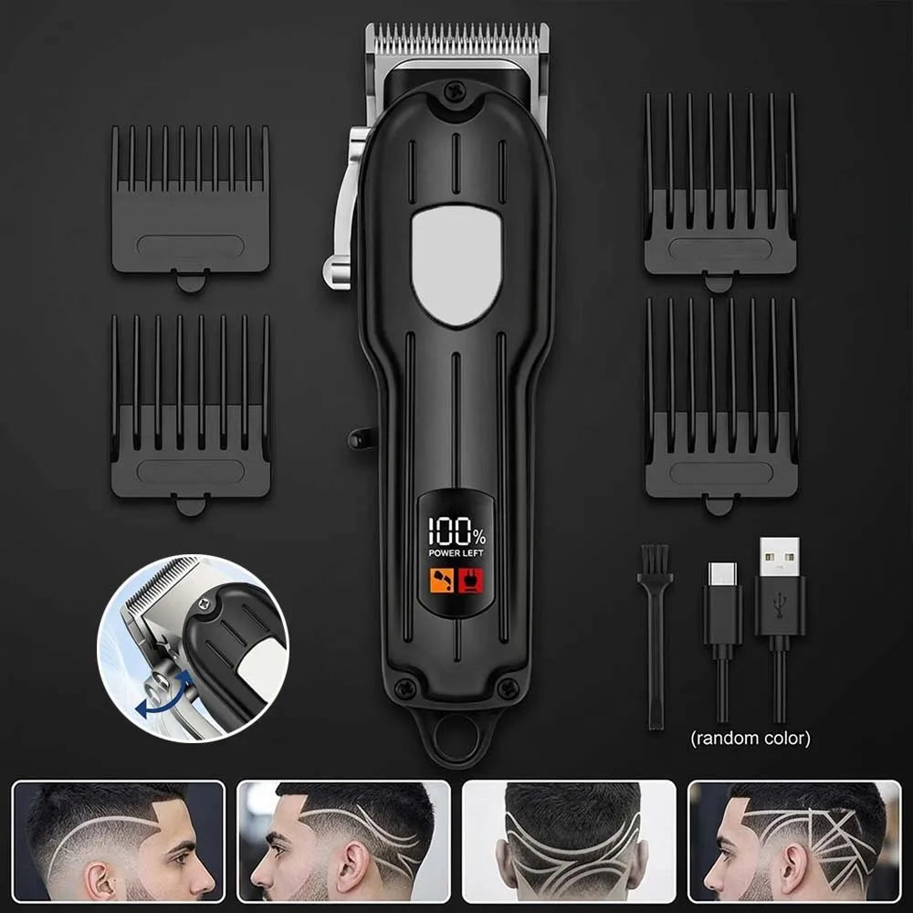 Professional Hair Clipper Set for Men, Cordless Haircut Kit with LED Display, 3-in-1/2-in-1/1pc  rechargeable Hair Clipper & T-Blade Trimmer & electric shaver, Barber Zero-Gapped Detailer, DIY Grooming Tools with Scissors, Co