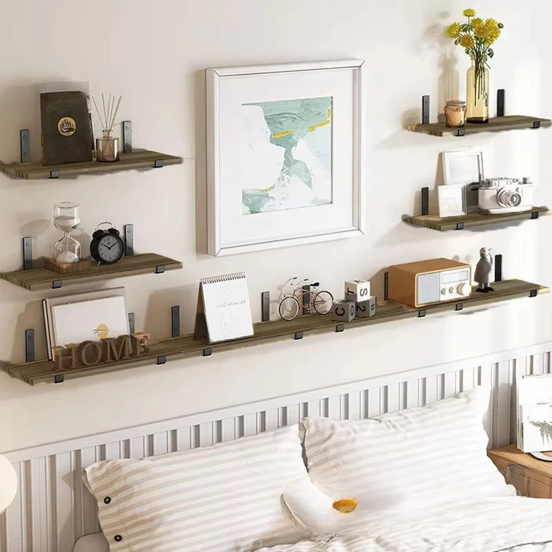 5pcs Layers Floating Shelf, a Word Board Shelf, Wall Organizer, Strong Bearing Capacity, Including Iron Frame