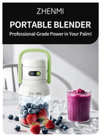 Holidays and Birthdays Blender for Shakes & Smoothies! ZHENMI BPA-Free Cordless Blender, 33oz, Ice Crushing, USB Rechargeable,