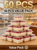 50Pcs Clear Plastic Food Containers - Disposable Clamshell Boxes for Fruit Salad Sandwich Dessert Takeout Picnic Party