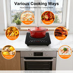 750W Electric Induction Cooker Glass PP Body 8 Presets Temp Adjustable for Dorm RV Home Restaurant & Hot Pot Use