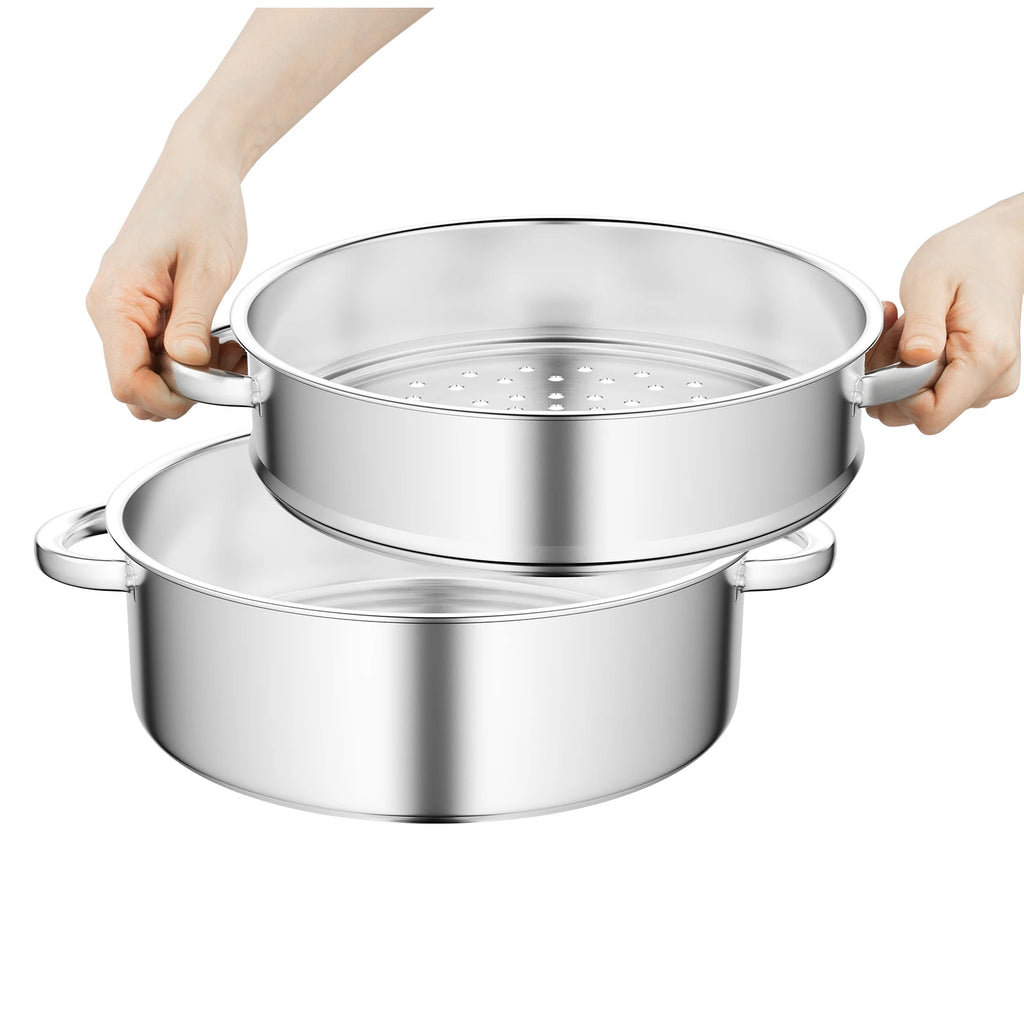 5-Tier Stainless Steel Steamer Cookware Cooking Pot Tier 4 Steaming Grids 1 Cooking Pot 28cm/30cm/26cm Steamer Pot