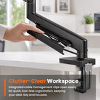 Single Monitor Arm 13-34 Inch, Adjustable Gas Spring Arm, Monitor Desk Mount for 4.4-19lbs, VESA 75/100mm with C-Clamp/Grommet Base, Ergonomic Stand for Work/Gaming