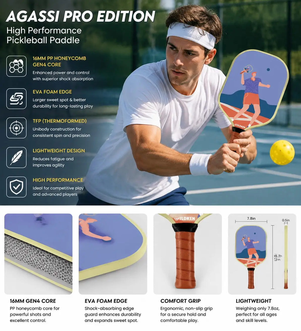 Boomstick Pickleball Paddle Set of 2, 16mm T700 Carbon Fiber Surface, Honeycomb Core, Lightweight Pickleball Rackets with 4 Outdoor Balls for Beginners & Intermediate Players
