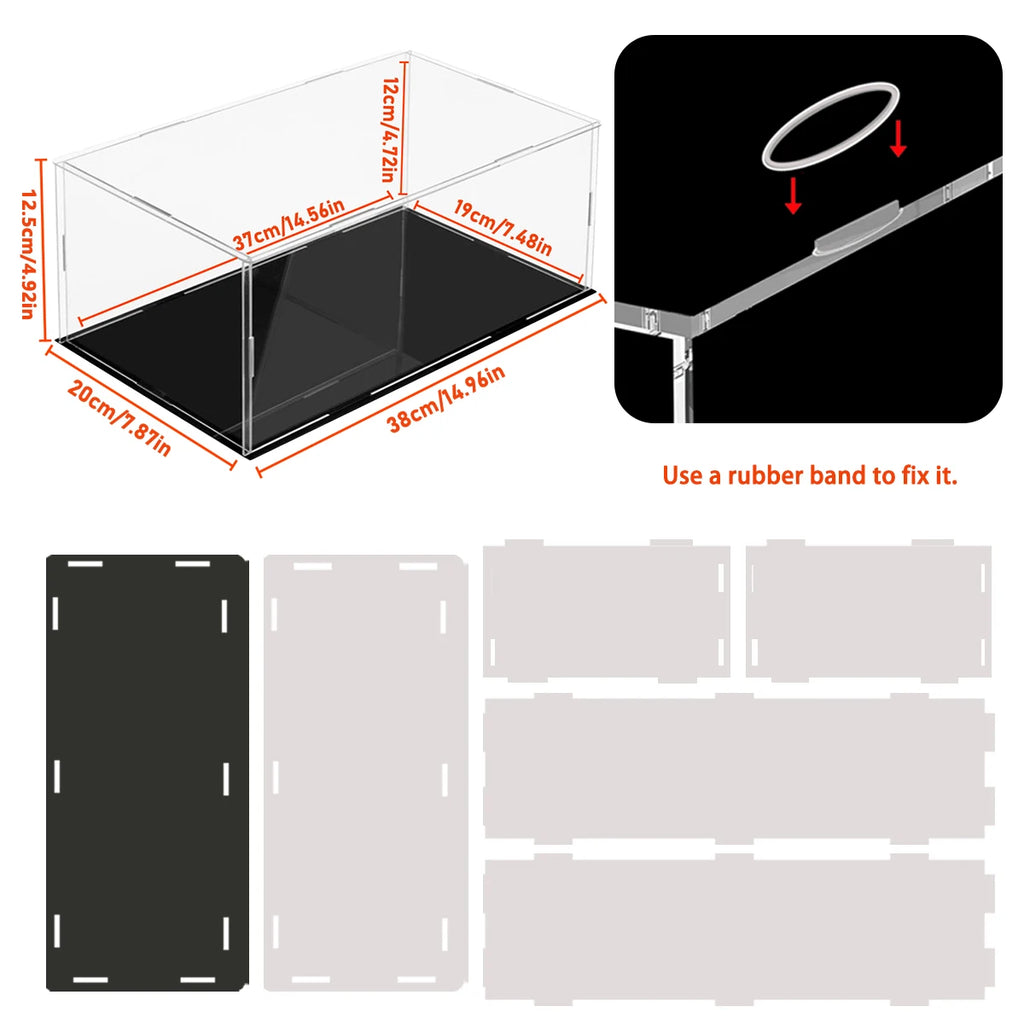 1:14 Scale Transparent Acrylic Display Box, Suitable for the Protection and Display of Toy Car Models, Building Blocks, Small Collectibles, and Figurines (Inner Dimensions 37X19X12Cm)