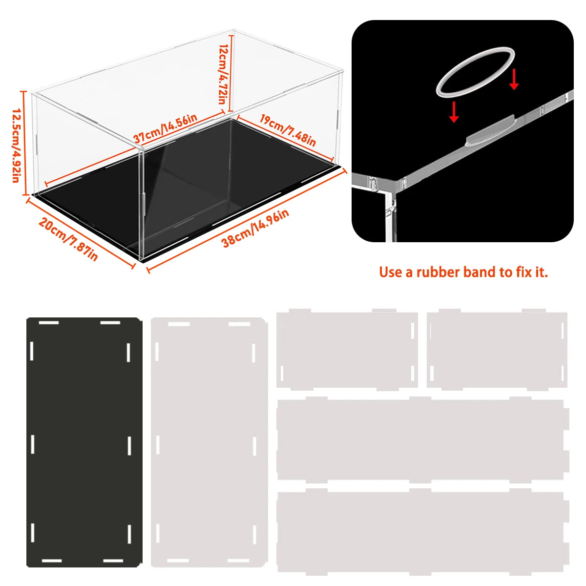 1:14 Scale Transparent Acrylic Display Box, Suitable for the Protection and Display of Toy Car Models, Building Blocks, Small Collectibles, and Figurines (Inner Dimensions 37X19X12Cm)