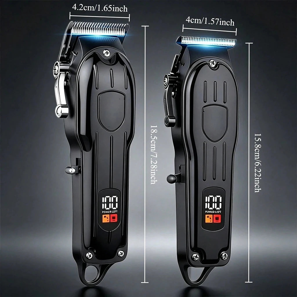 Professional Hair Clipper and Trimmer Set Rechargeable Electric Haircut Machine with LCD Display Barber Shears Grooming Kit for Men,Holiday Gift For Men