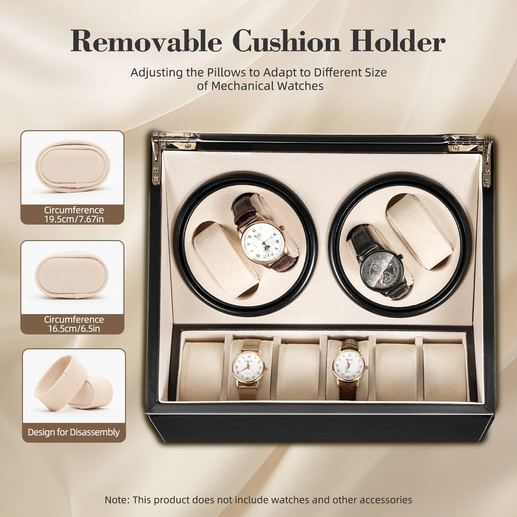 4+6 Watch Winder Automatic Watches Shaker PU Leather Mechanical Watch Box Watch Jewelry Display Box Storage Case