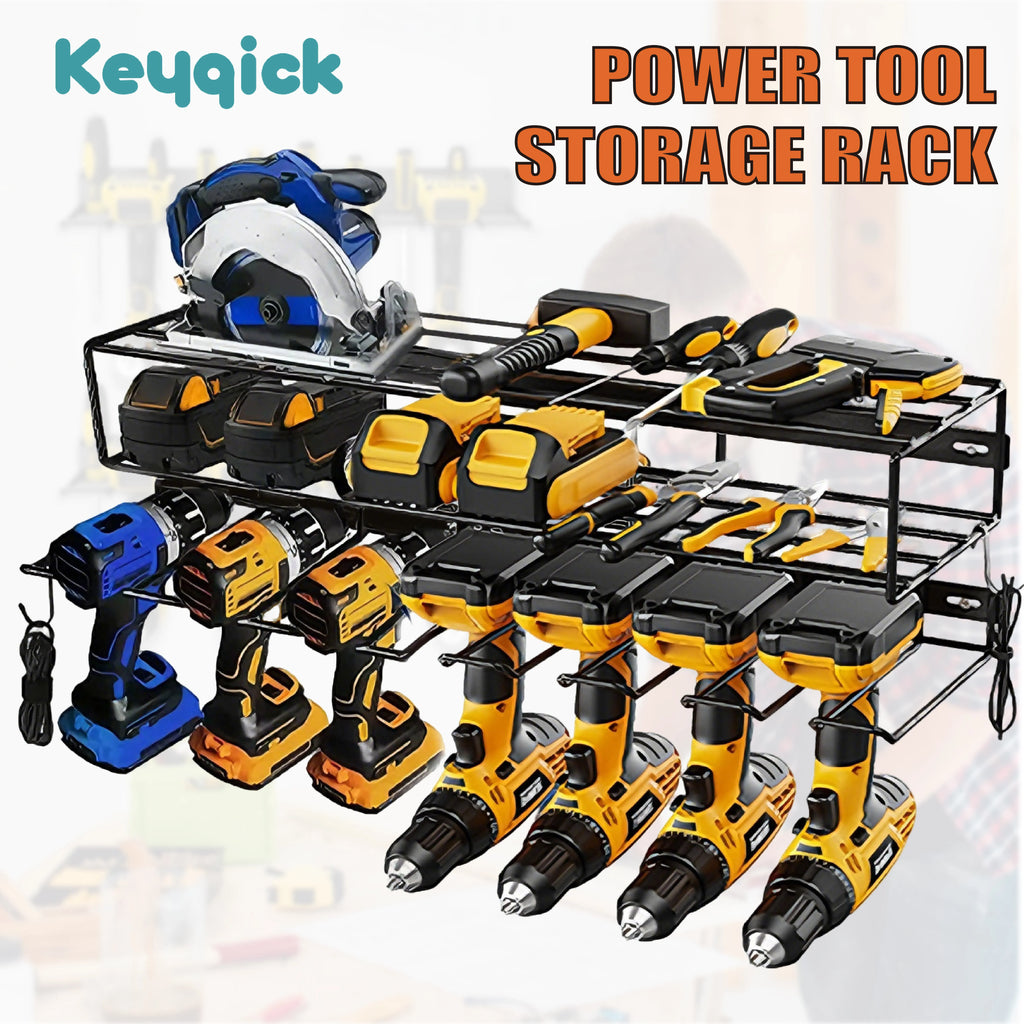 Set Of Multi-Function Heavy Duty Power Tool Storage Rack, Double-Layer Wall-Mounted Tool Organizer, Non-Slip And Anti-Drop Design, Garage Drill Tool Rack, For Charging Drills,Workshops And Tool Rooms, Storage Rack
