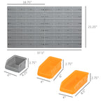 Durhand Wall Mounted Storage Bins, 44Pc Pegboard Tool Organizer Rack Kit Garage Plastic Shop Tool, Orange