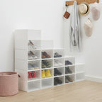 20Pcs Foldable Flip Shoe Storage Boxes Clear Plastic Shoes Case Shoe Organizer Dustproof, 33*23*14cm