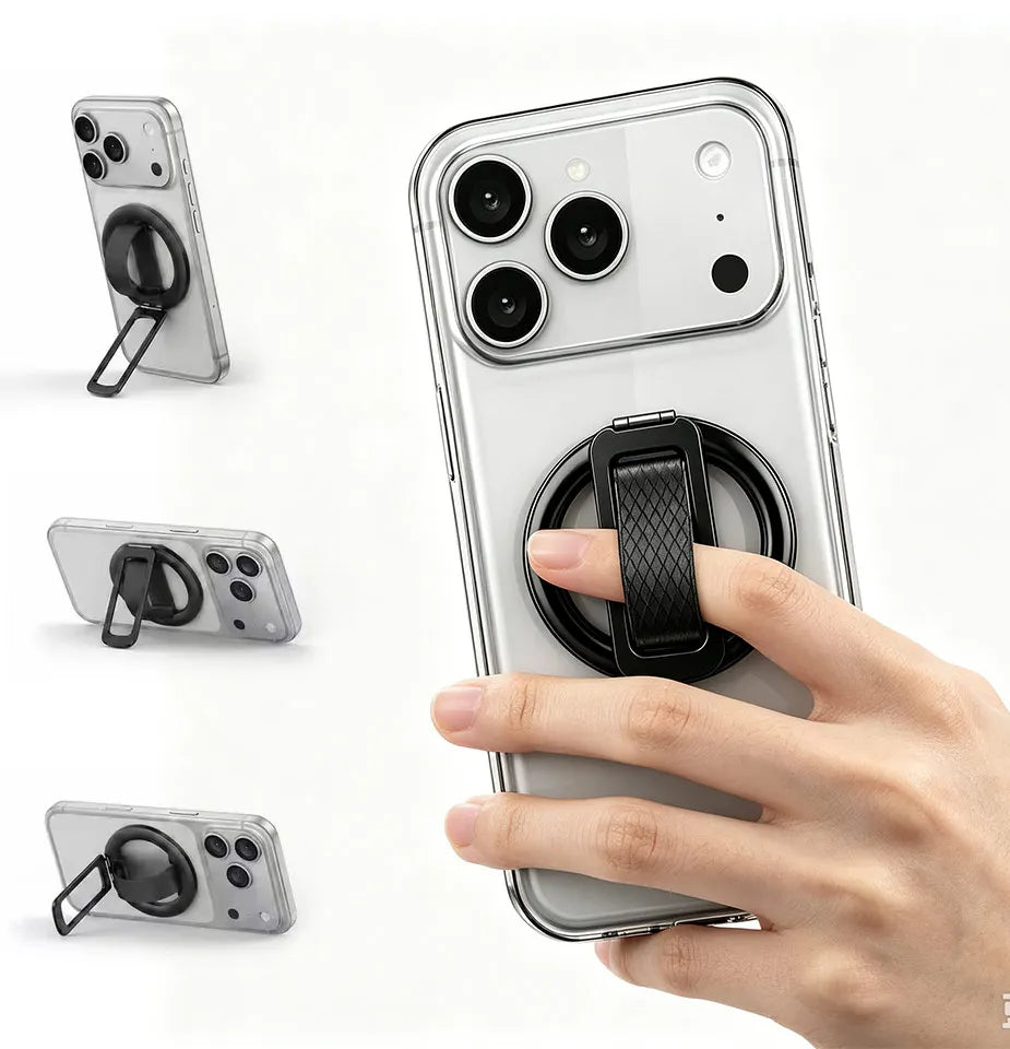 Universal Magnetic Folding Phone Grip Silicone Finger Phone Holder Ring 360° Rotation for MagSafe Holder iPhone 17 Xiaomi